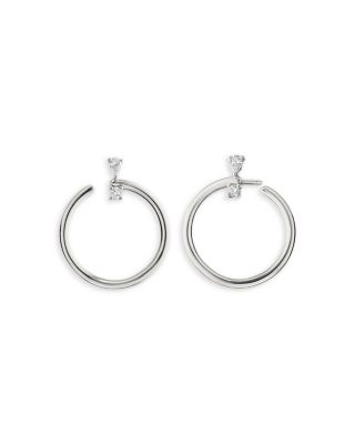 Sterling Silver Sun Moon & Stars White Sapphire Galaxy Wrap Hoop Earrings