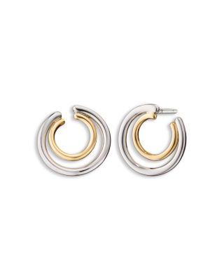 18K Yellow Gold & Sterling Silver Sun Moon & Stars Midi Double Galaxy Wrap Hoop Earrings