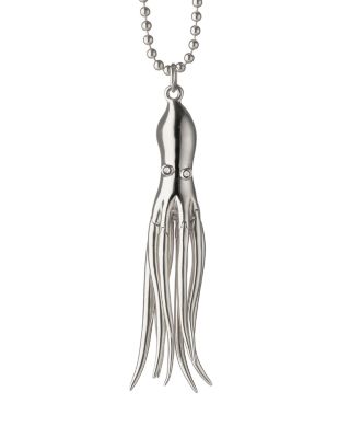Sterling Silver White Sapphire Intuition Octopus Necklace, 30"