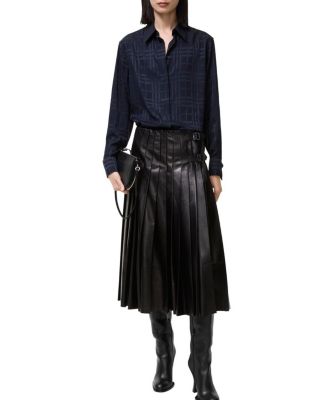  Pleated Leather Skirt