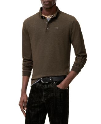 Long-Sleeve Wool Cotton Polo Shirt