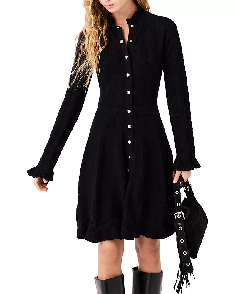 Maje Rouras Ruffled Knit Dress