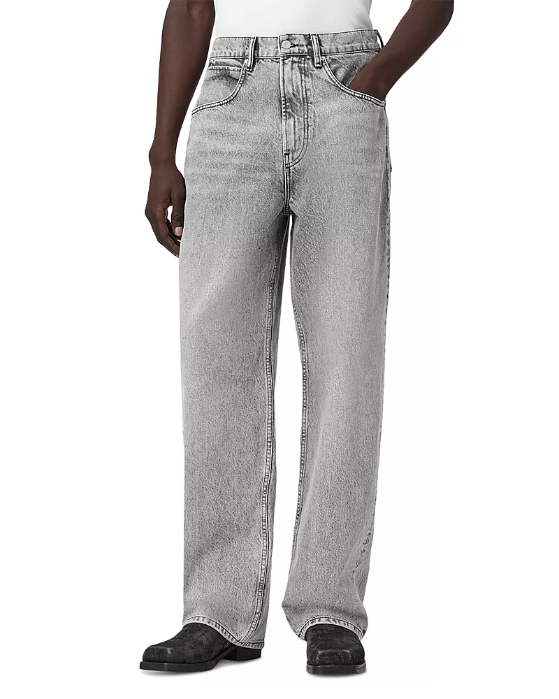 Allsaints Rivet Slouch Cotton Relaxed Fit 30.7 Jeans in Washed Grey