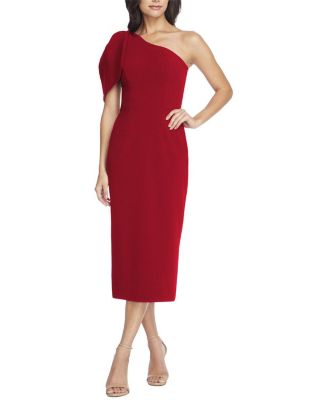  Tiffany One Shoulder Bow Midi Dress
