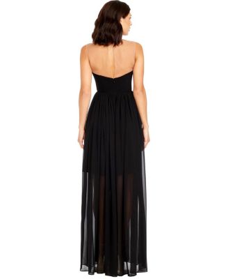 Eleanor Illusion Neck Plunge Bustier Chiffon Gown - thumbnail 4