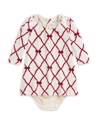 Girls' Ribbon Print Velour Dress & Bloomer Set - Baby