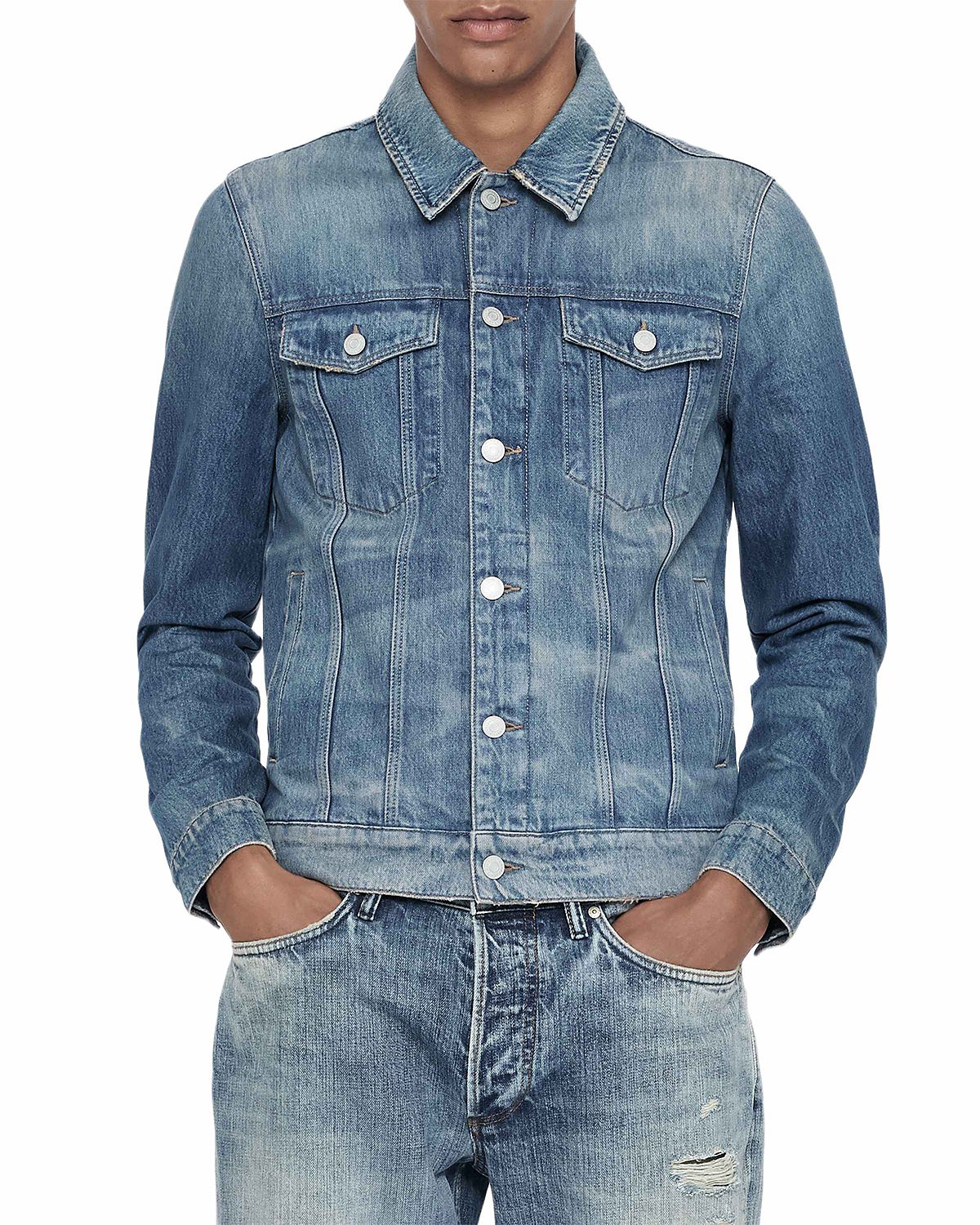 Allsaints Cotton Fitted Pocket Trucker Jacket