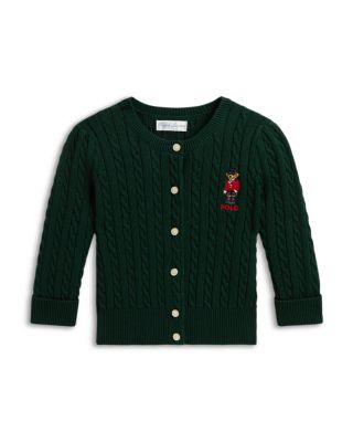 Girls' Polo Bear Mini Cable Cotton Cardigan - Baby