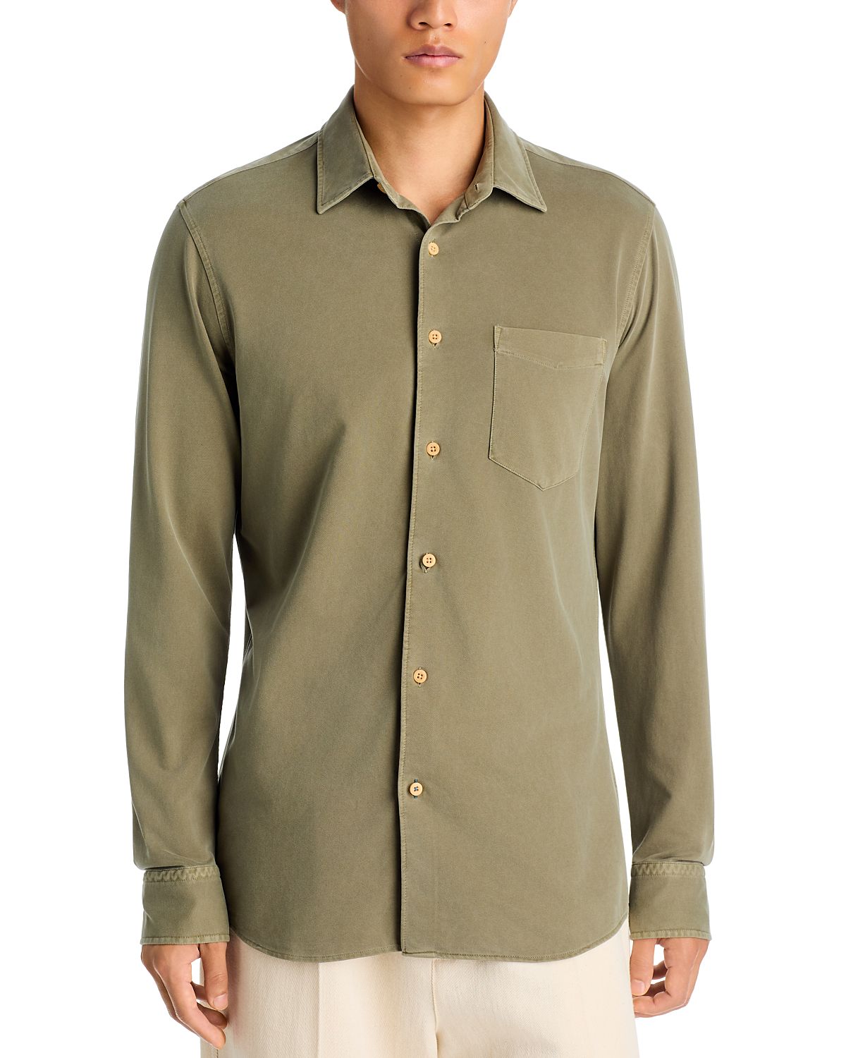 Faherty Costa Pique Cotton Blend Button Front Shirt