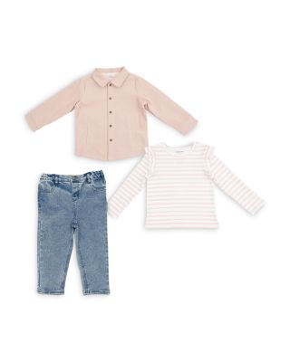 Girls' Striped Shirt, Cord Shacket & Jeans, 3-Piece Set - Baby