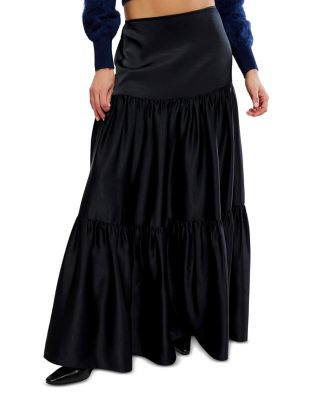 Juliette Tiered Satin Maxi Skirt 