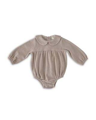 Girls' Collared Cotton Blend Velour Bodysuit - Baby