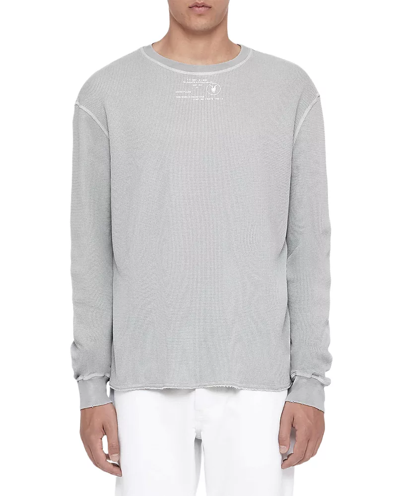 Allsaints Raphy Cotton Waffle Logo Stamp Shirt
