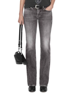 Zoe Mid Rise Slim Bootcut Jeans in Washed Grey