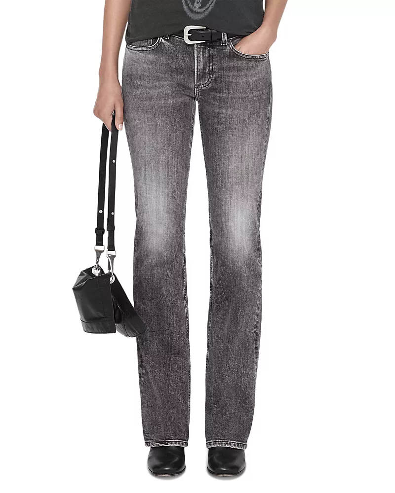 Allsaints Zoe Mid Rise Slim Bootcut Jeans in Washed Grey