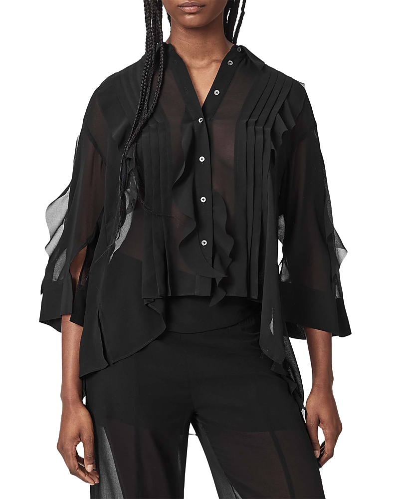 Allsaints Minna Ruffled High Low Shirt