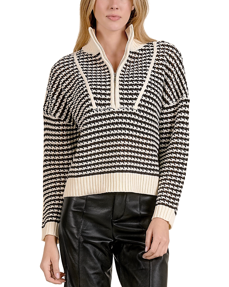 Elan Mock Neck Cropped Drop Shoulder Sweater