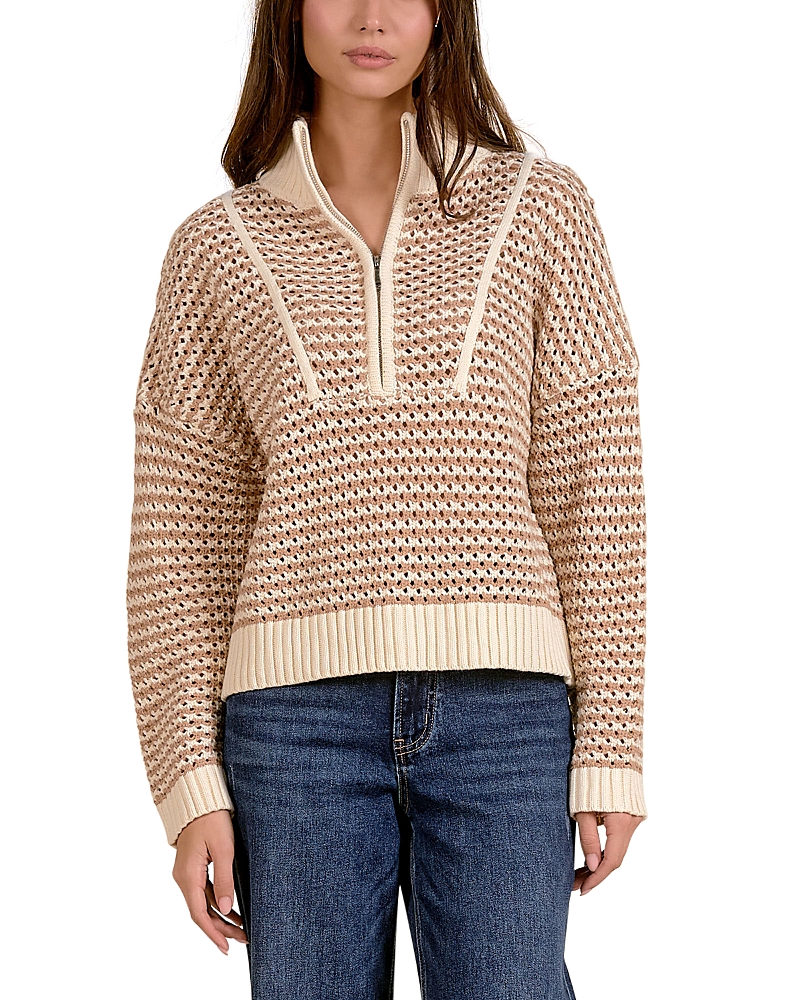 Elan Mock Neck Cropped Drop Shoulder Sweater
