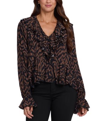 Ruffled Blouson Sleeve Top