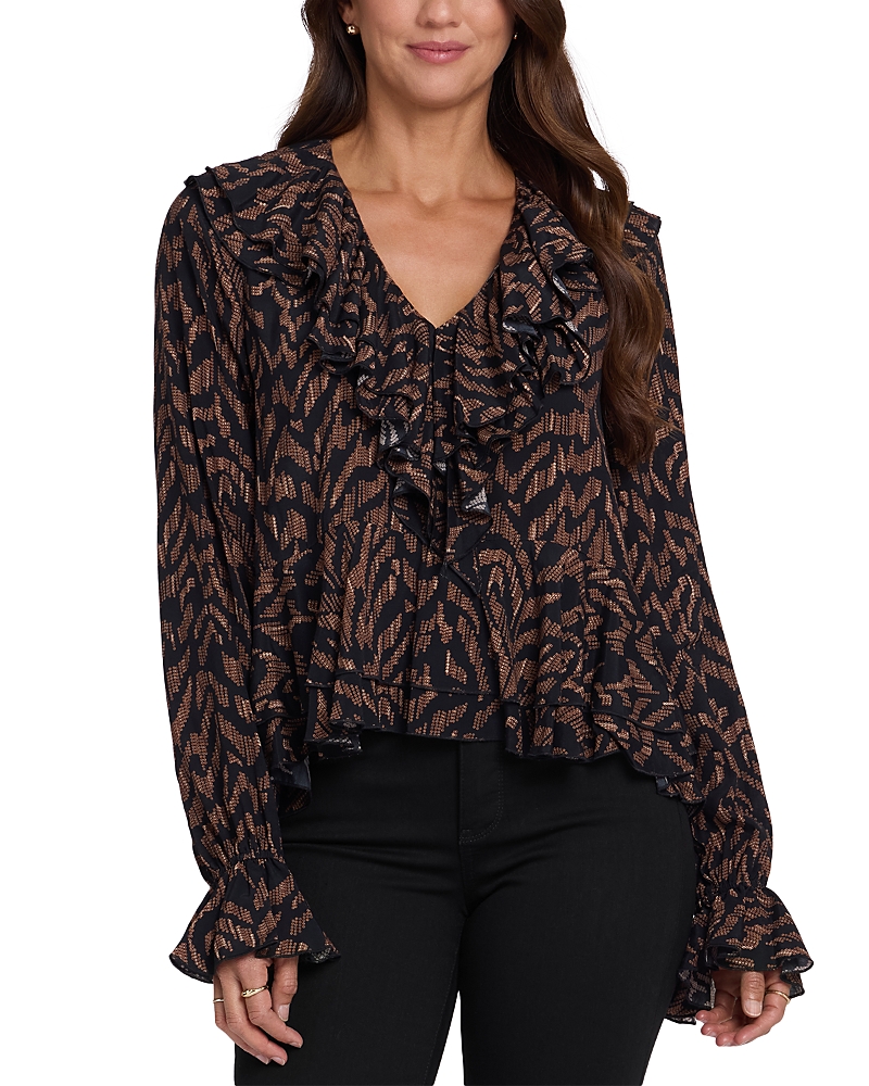 Nydj Ruffled Blouson Sleeve Top