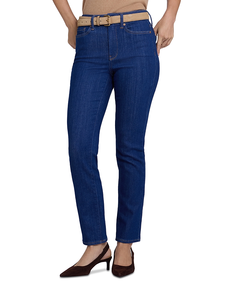 Nydj Sheri Cotton Stretch High Rise Straight Jeans in Blue Rinse