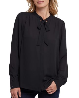 Nydj Printed Tie Neck Blouse