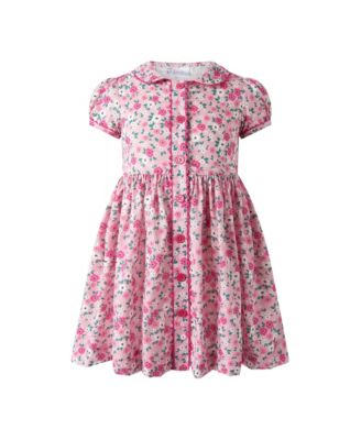  Girls' Blossom Flower Button-Front Dress - Little Kid, Big Kid