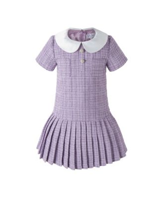  Girls' Peter Pan Collar Tweed Dress - Little Kid, Big Kid