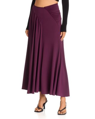 Ruched Bias Cut Maxi Skirt