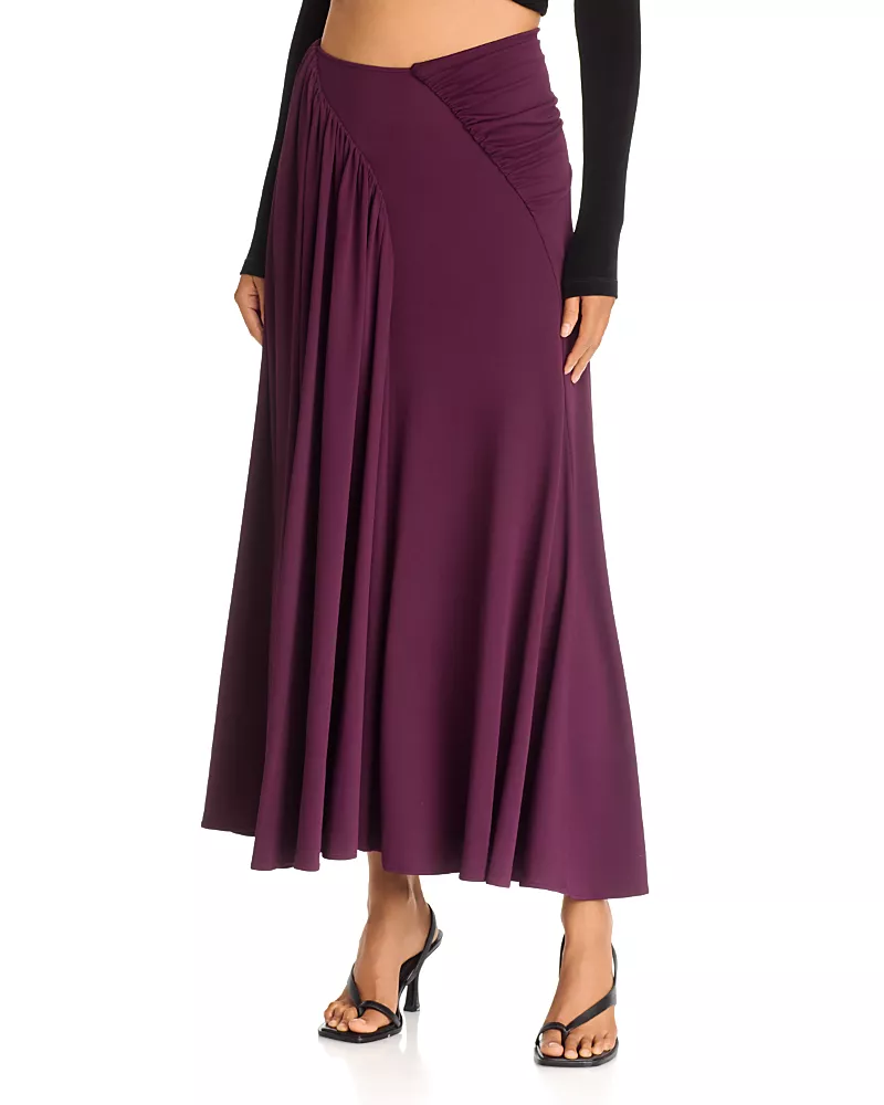 Rabanne Ruched Bias Cut Maxi Skirt