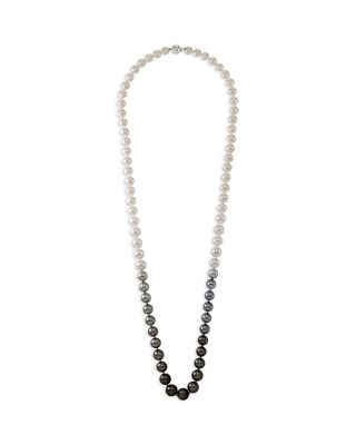 14K White Gold Sea Tahitian & White South Sea Natural Ombr&eacute; Pearl Strand Necklace, 36"