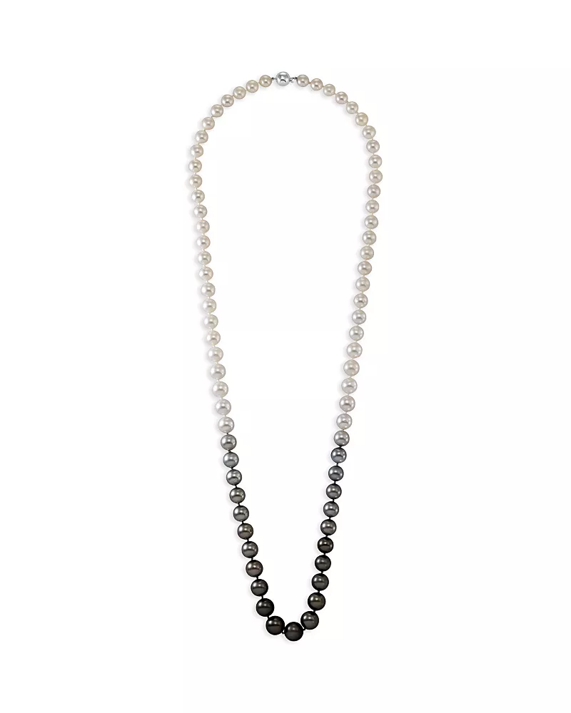 Jorge Adeler 14K White Gold Sea Tahitian & White South Sea Natural Ombre Pearl Strand Necklace, 36