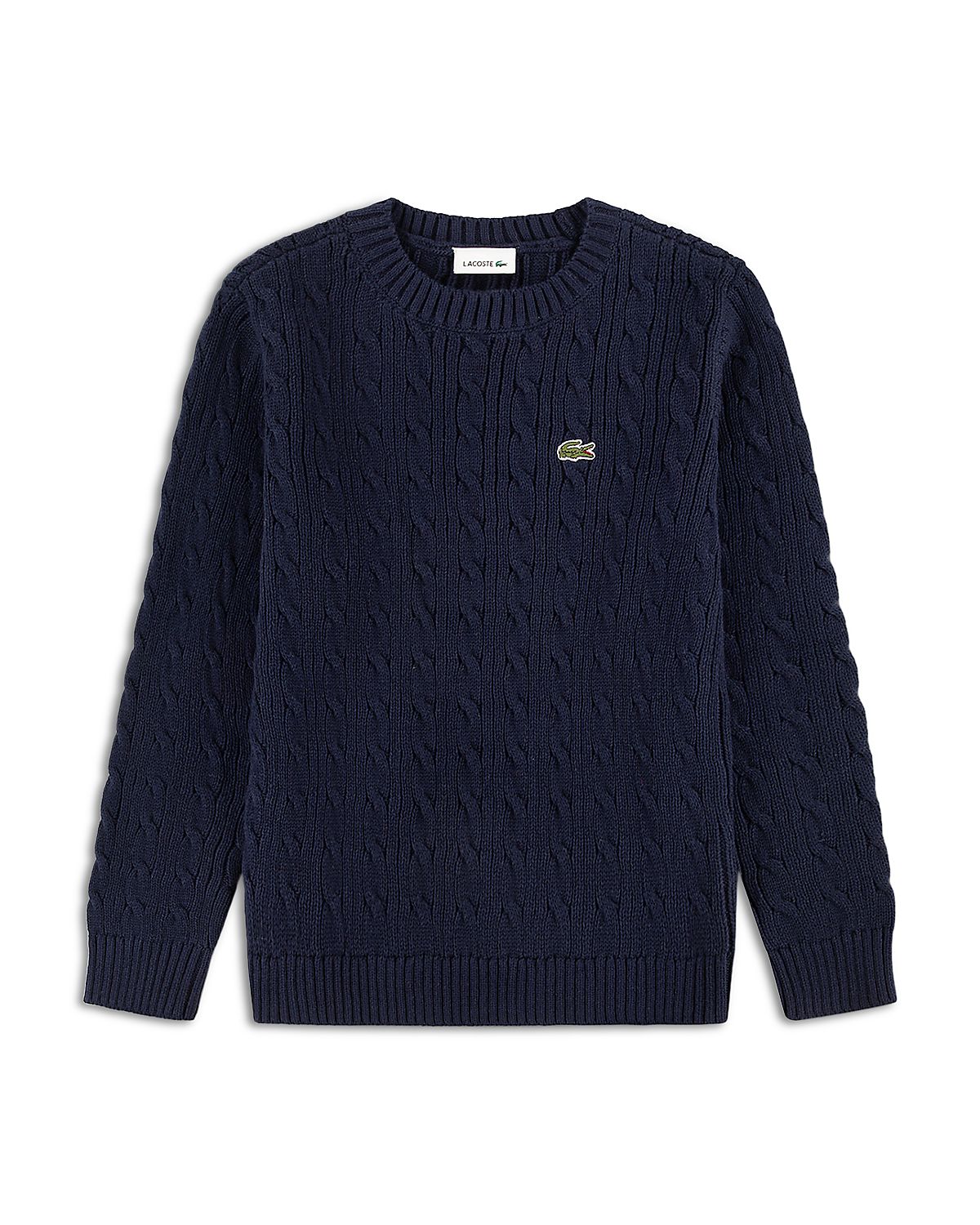 Lacoste Boys' Cable Knit Crewneck Sweater - Big Kid