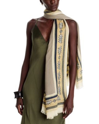 Echo Embroidered Rug Wool Wrap In Multi