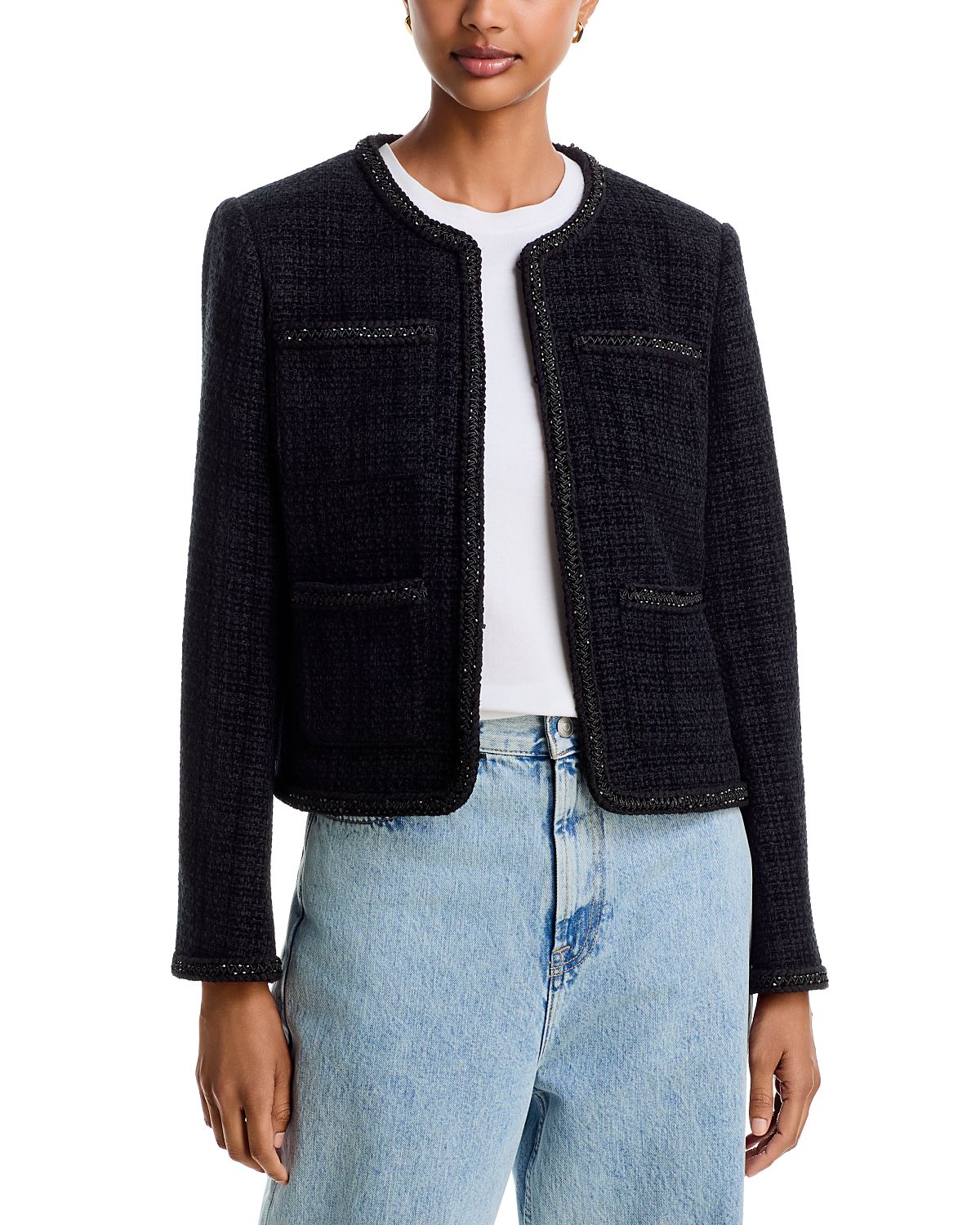 Aqua Chenille Tweed Four Pocket Jacket - Exclusive