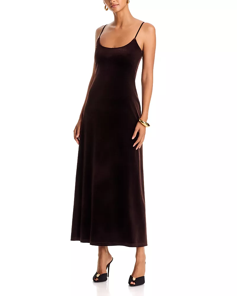 Aqua Velvet A Line Maxi Dress - Exclusive