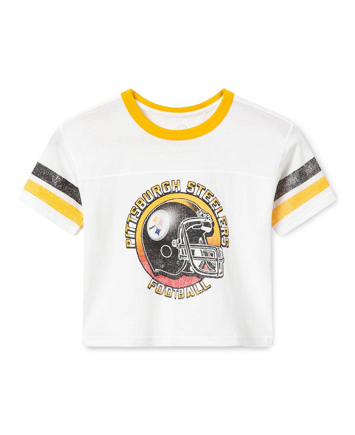 Junk Food Clothing Unisex Pittsburgh Steelers Striped Ringer Tee - Little Kid, Big Kid
