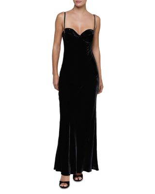 L'Agence Sayla Velvet Bias Cut Maxi Dress