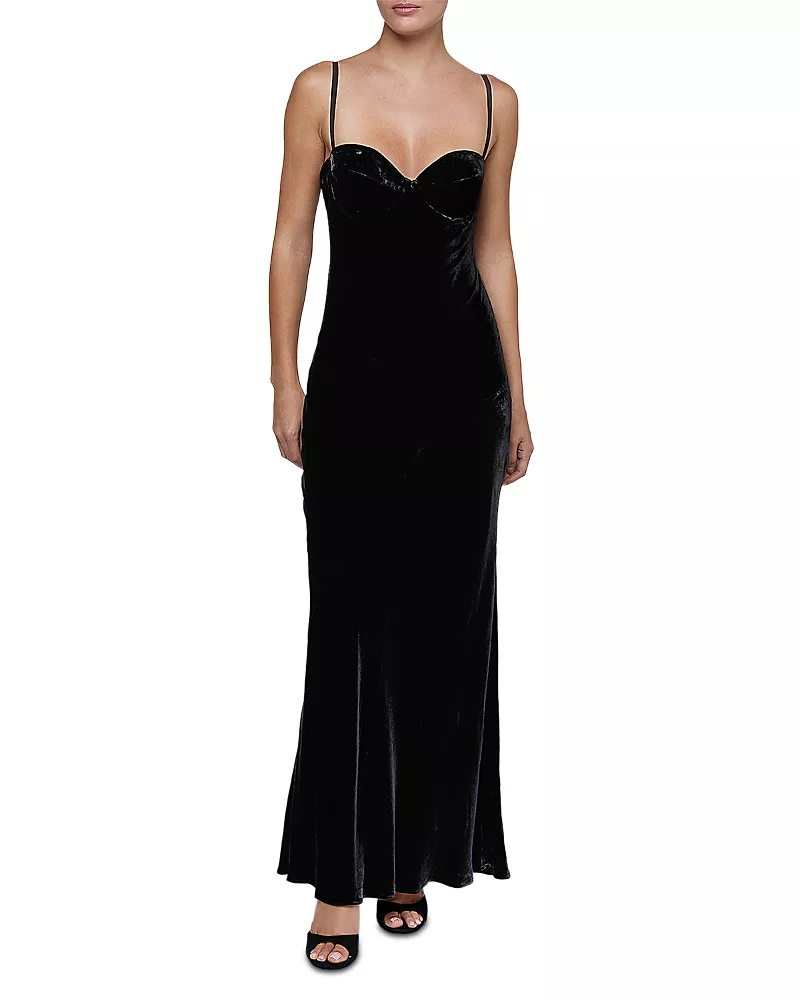L'Agence Sayla Velvet Bias Cut Maxi Dress
