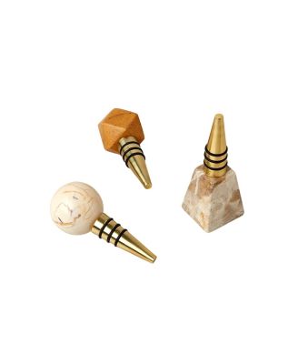  Assorted Marble Bottle Stoppers, Set of 3 in Gift Box