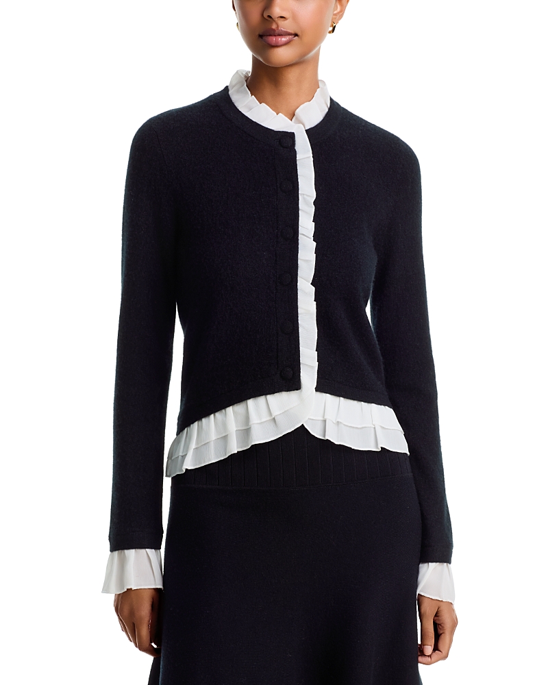 Aqua Cashmere 100% Cashmere Crewneck Cardigan Sweater - Exclusive