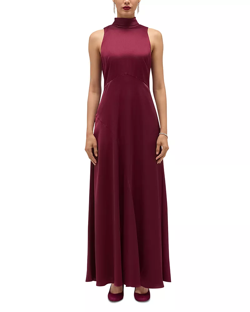 Hobbs London Marilyn Satin Scarf Neck Dress