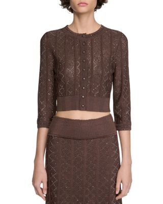 Strass Knit Cropped Cardigan