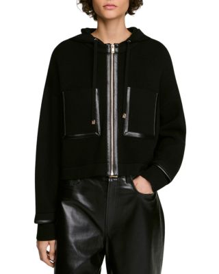 Arlo Hooded Leather Trim Cardigan