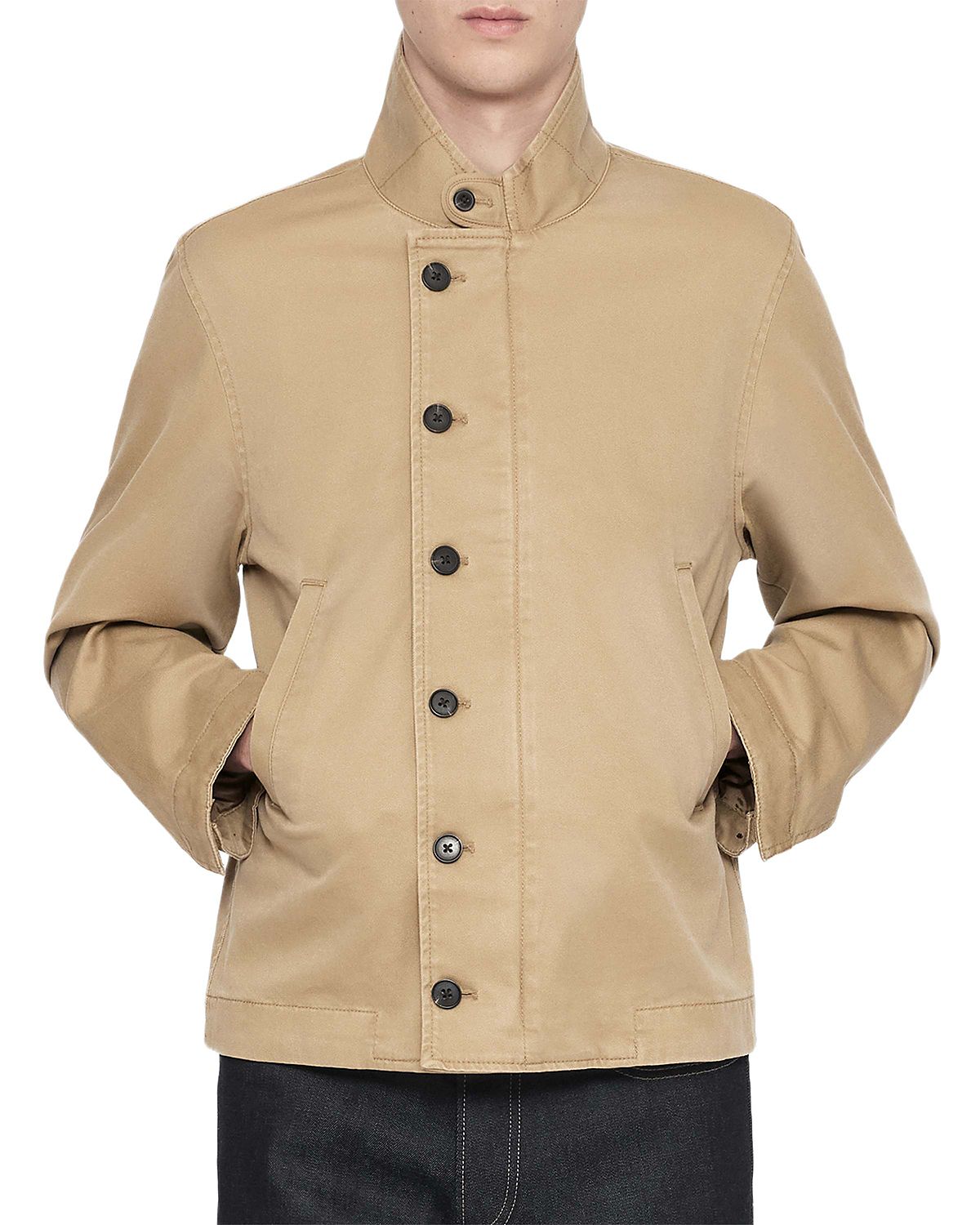 Allsaints Enfield Cotton Blend Stand Collar Jacket