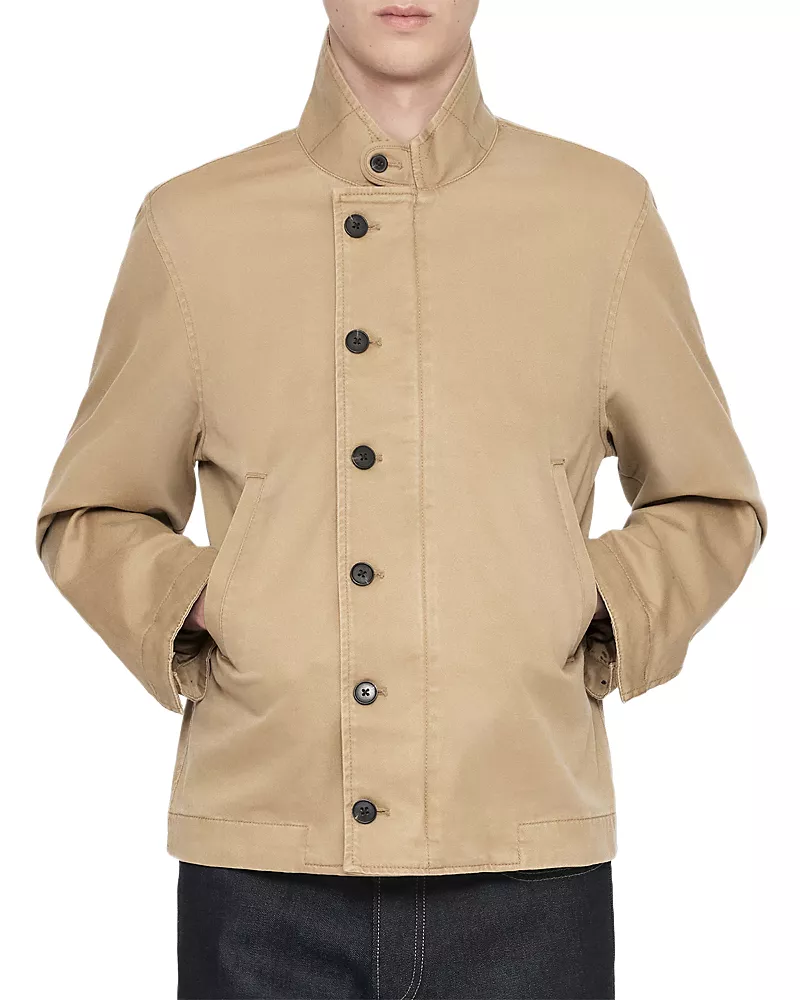 Allsaints Enfield Cotton Blend Stand Collar Jacket