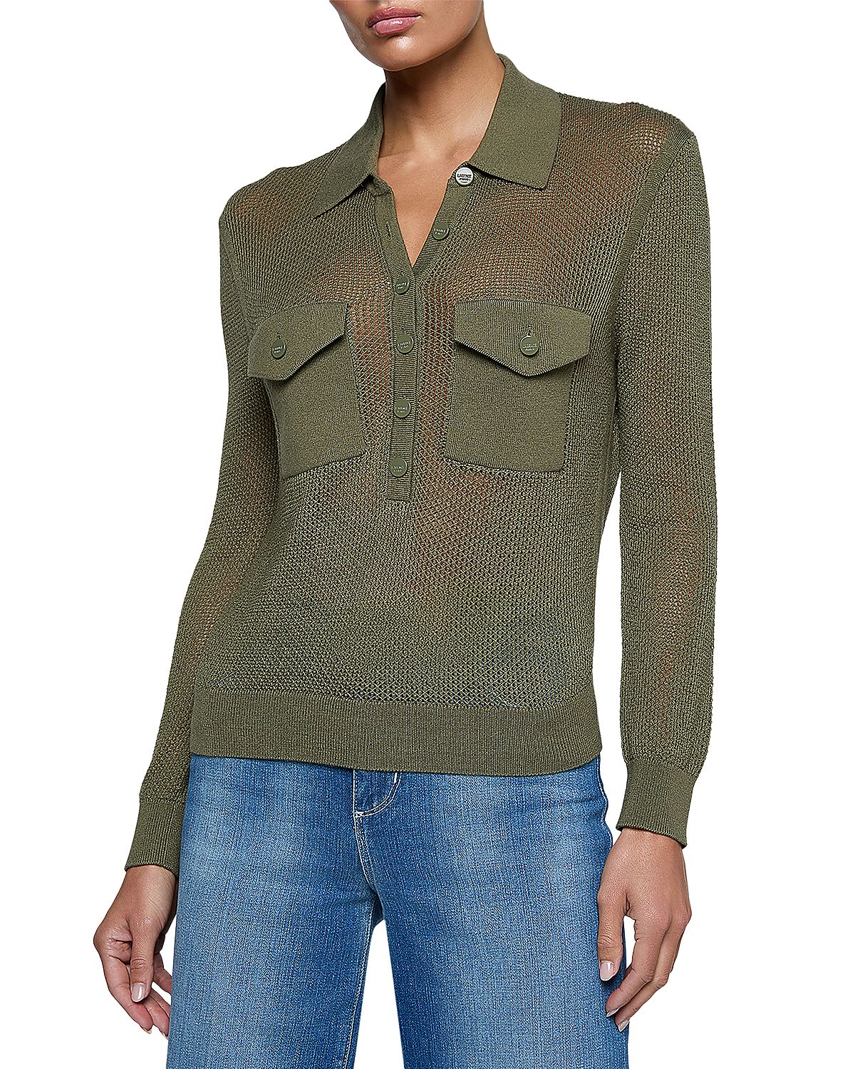 L'Agence Carine Pointelle Collared Sweater