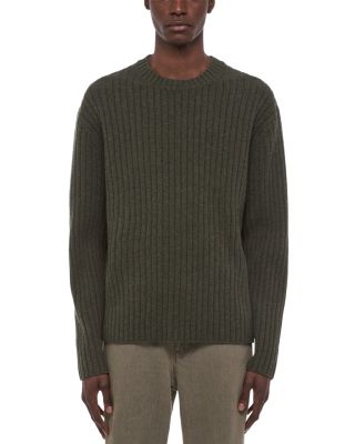 Ribbed Crewneck Rustic Wool Sweater