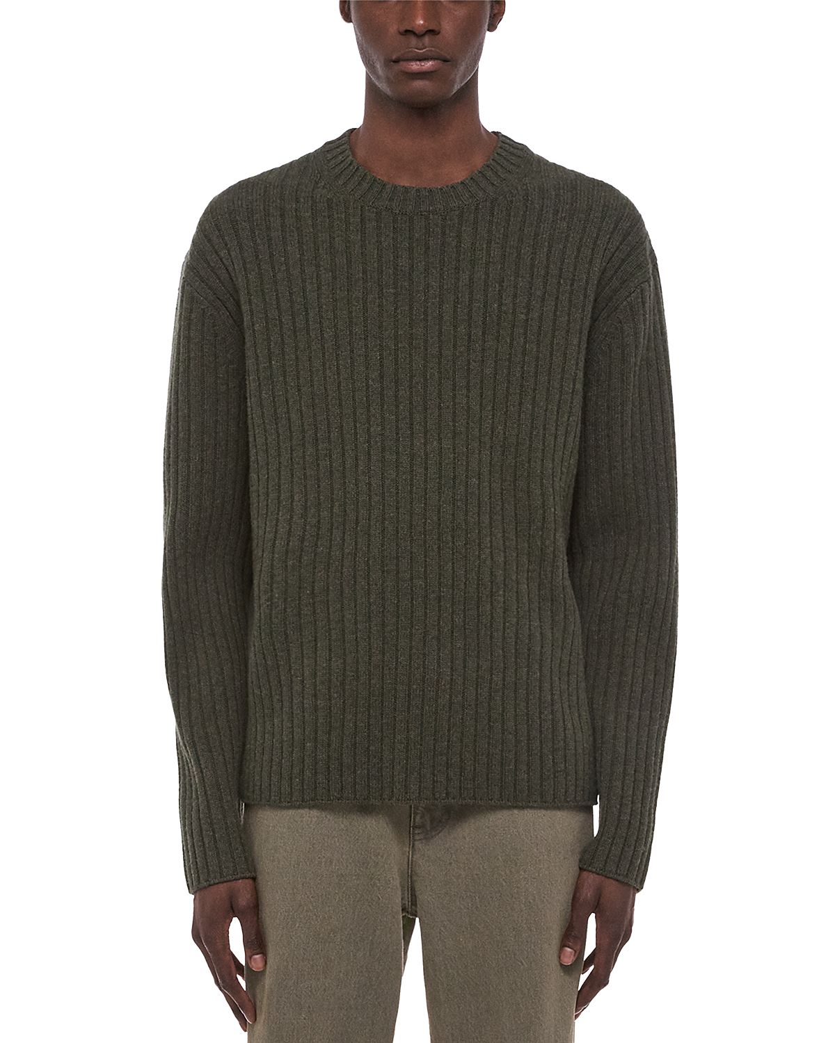 Helmut Lang Ribbed Crewneck Rustic Wool Sweater