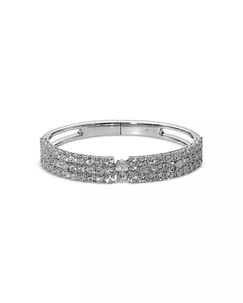 Nadri Twinnie Triple Row Hinged Bangle Bracelet